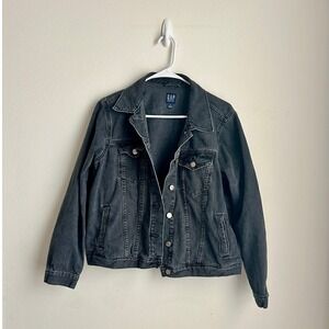 GAP Women Black Denim Jacket I‎ Classic Trucker Style I Size XL